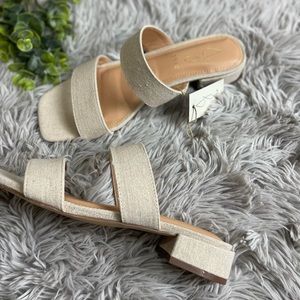 NWT joie “Nolita” creme linen open toe wide strap backless sandal size 7.5